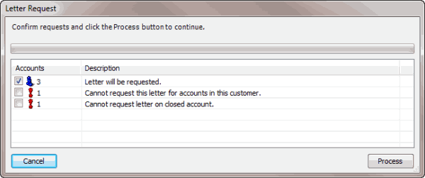 Letter Request dialog box