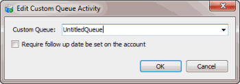 Edit Custom Queue Activity dialog box