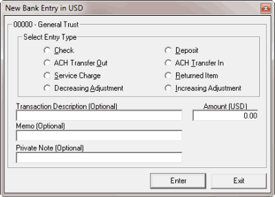 New Bank Entry dialog box New Bank Entry dialog box