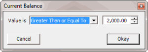 Query condition dialog box