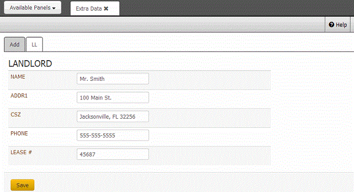 Extra Data panel - modify