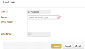 Hold Case dialog box