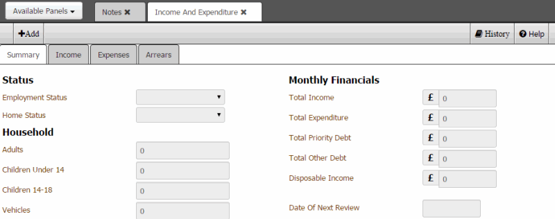 Income and Expenditure panel