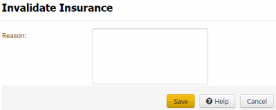 Invalidate Insurance dialog box