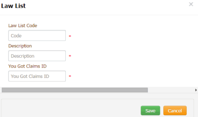 Law List dialog box