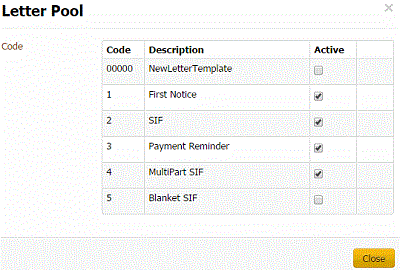 Letter Pool dialog box