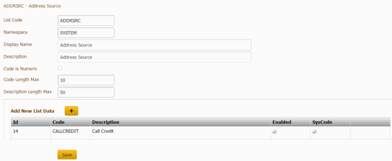 List Data panel - edit code