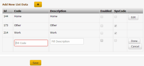 List Data panel - add data