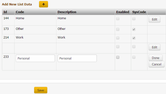 List Data panel - modify data