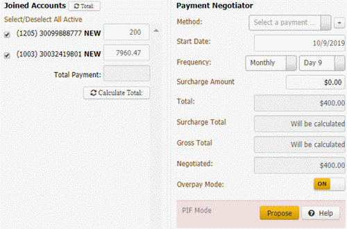 Overpayment arrangement for joined accounts