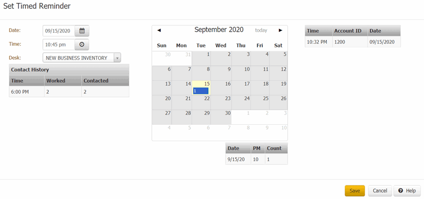 Set Timed Reminder dialog box