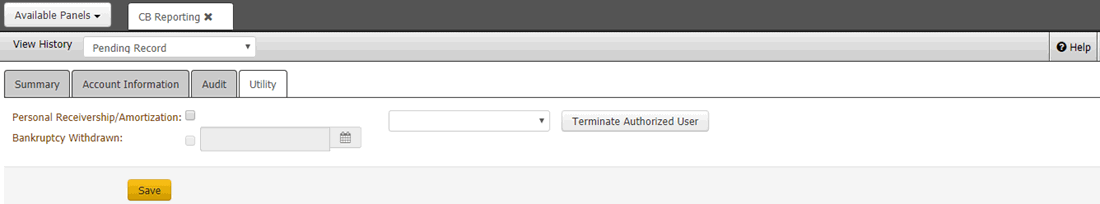 CB Reporting panel - Utility tab