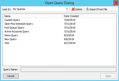 Open Query Dialog box