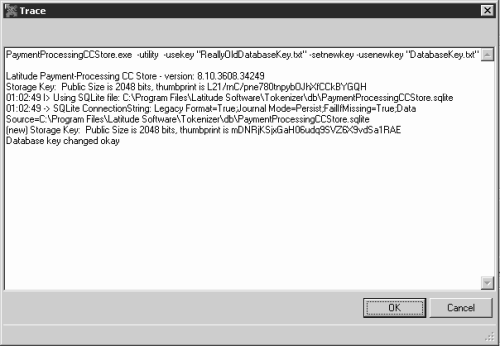 Trace dialog box