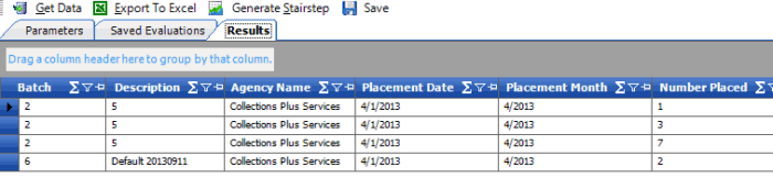 Results tab Results tab