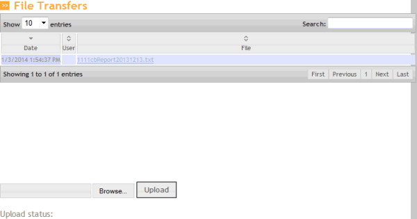 File Transfers page File Transfers page