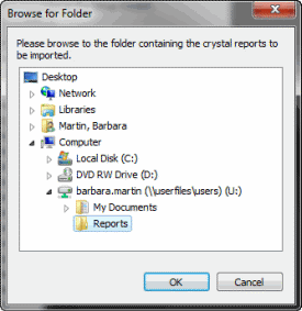 Browse for Folder dialog box Browse for Folder dialog box