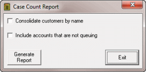 Case Count Report dialog box Case Count Report dialog box