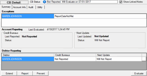 CB Detail panel - Summary tab CB Detail panel - Summary tab