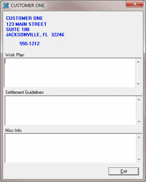 Customer Misc Info window Customer Misc Info window