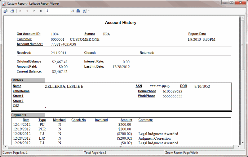 Custom Report sample