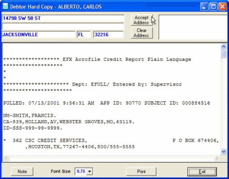 Debtor Hard Copy dialog box