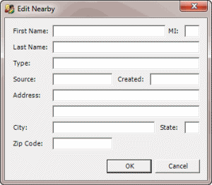 Edit Nearby dialog box Edit Nearby dialog box