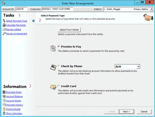 Enter New Arrangements window Enter New Arrangements window