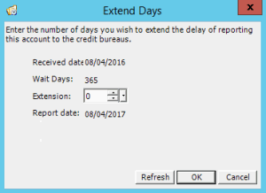 Extend Days dialog box Extend Days dialog box