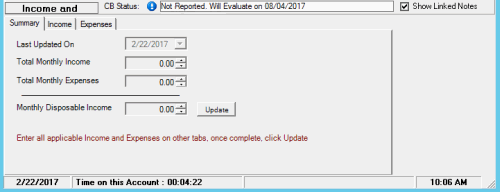 Income and Expenditures panel Income and Expenditures panel
