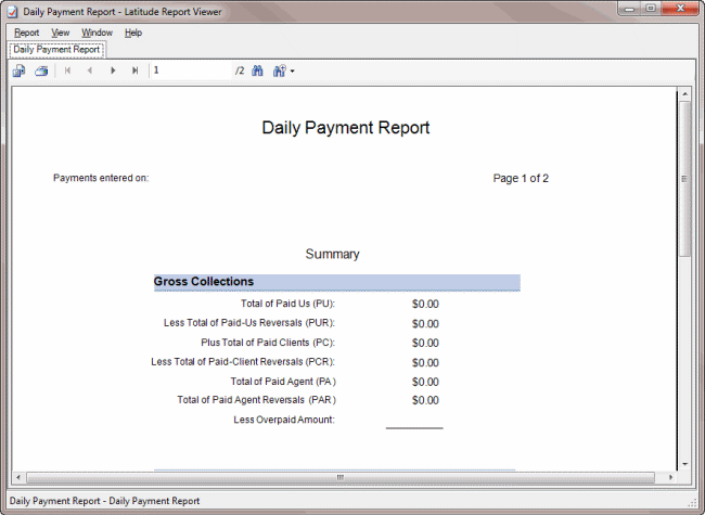 Latitude Report Viewer window