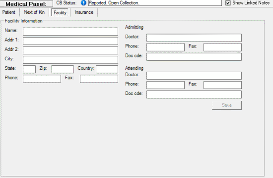 Medical panel - Facility tab Medical panel - Facility tab