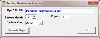 Pending Remittance Summary dialog box Pending Remittance Summary dialog box