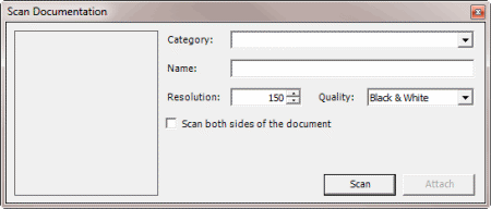 Scan Documentation dialog box Scan Documentation dialog box