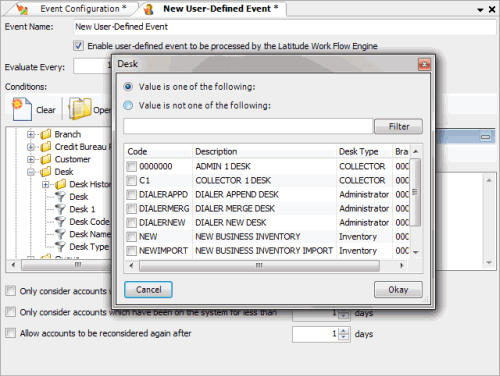 Latitude WorkFlow Designer Help - Create a User-defined Event Condition