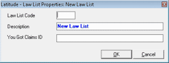 Latitude Help - Add a Law List Code