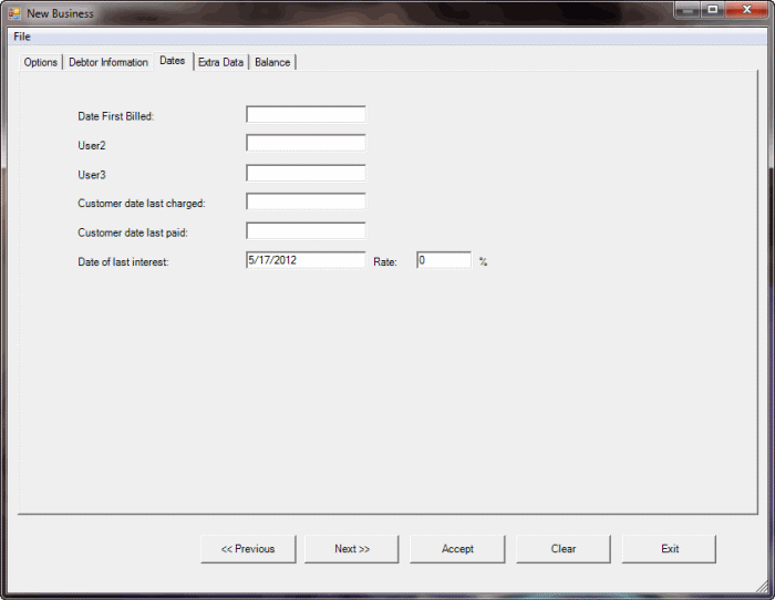 Latitude Help - Add Debtor Account Dates