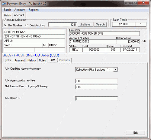 Latitude Help - Modify AIM Information for a PU or PC Batch