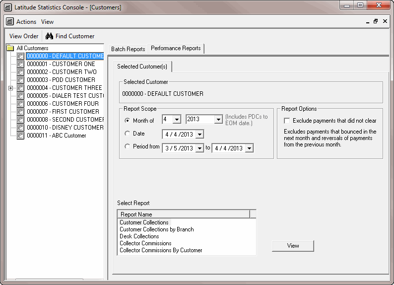 Statistics Console - Generate a Performance Report for a Customer