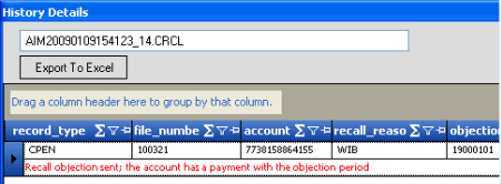 History Details dialog box