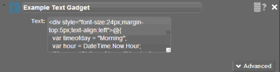Text gadget Text gadget