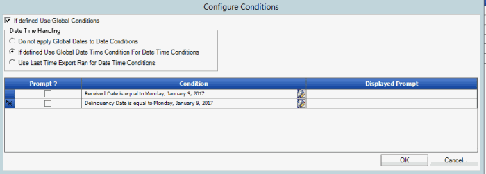 Configure Conditions dialog box