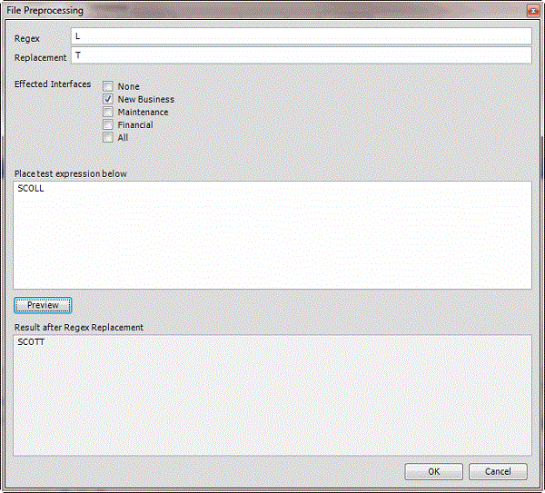 File Pre-processing dialog box - example