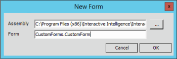 New Form dialog box New Form dialog box