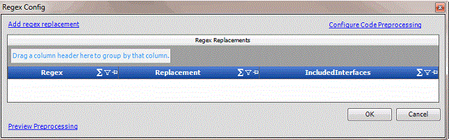Regex Config dialog box