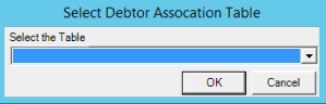 Select Debtor Association Table dialog box