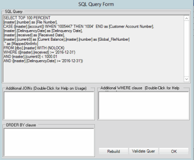 SQL Query Form dialog box