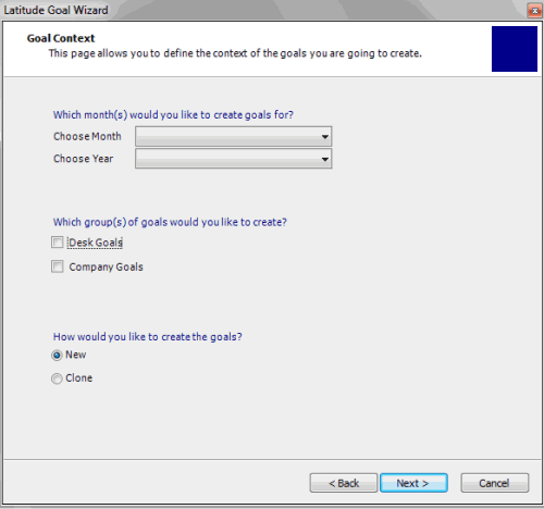 Goal Wizard - Goal Context page