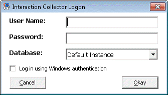 Interaction Collector Logon dialog box