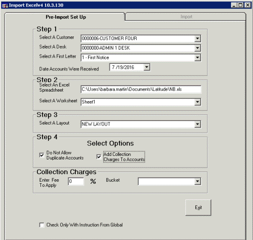 Pre-Import Setup tab Pre-Import Setup tab